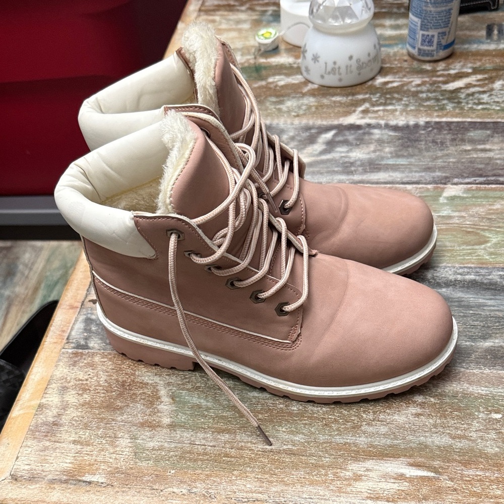 Women's Tan Lace-Up Boots